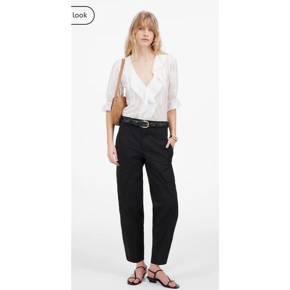 Madewell Jet Black The Barrel-Leg‎ Utility Pant in Garment-Dyed Twill Size 2 - Picture 1 of 12